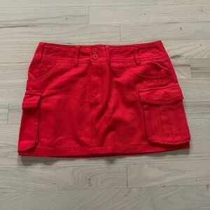 Edikted Red Cargo Mini Skirt